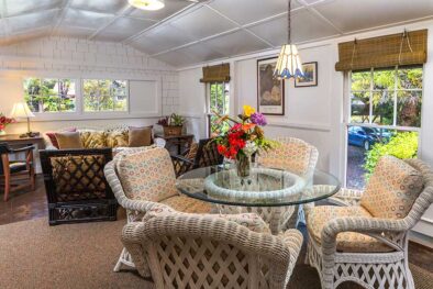 Large family room in the Akaka Cottage at Volcano Village Estates