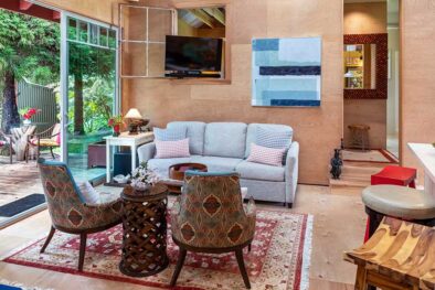 Pele bungalow, living room at Volcano Village Estates